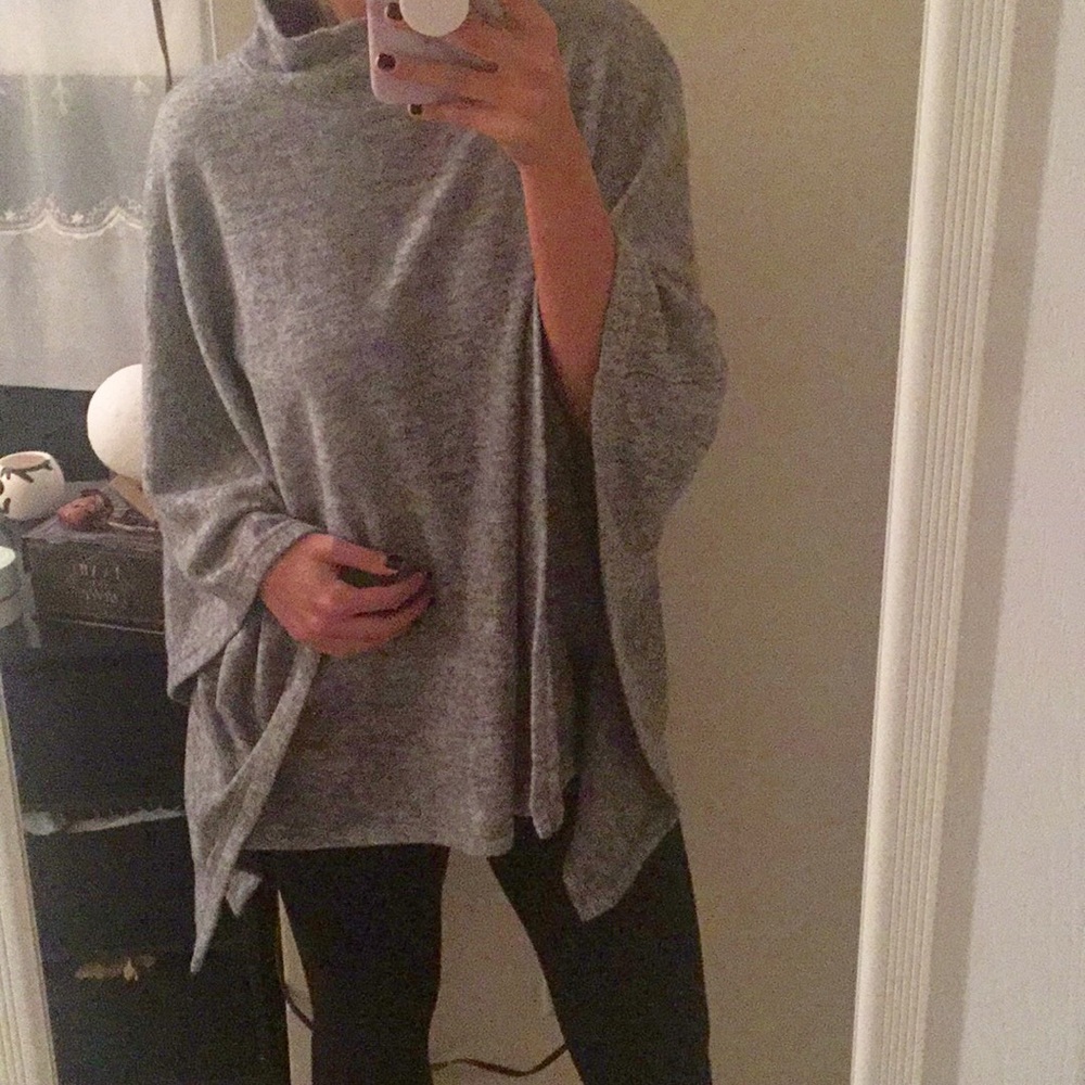 Grey Poncho Sweater